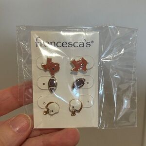 Francesca's Collections Texas and Football Earrings Set - Red, White, Gold
